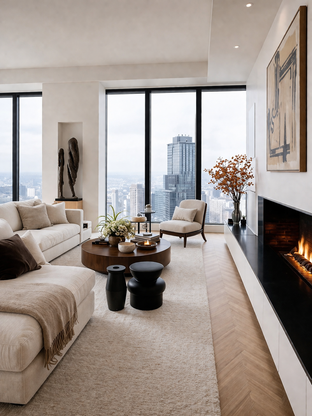 Lounge with fireplace