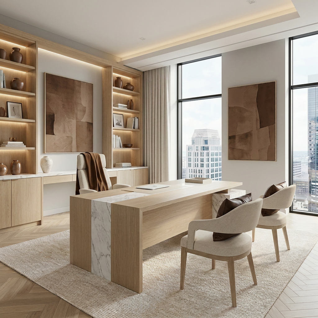 Workspace with city view